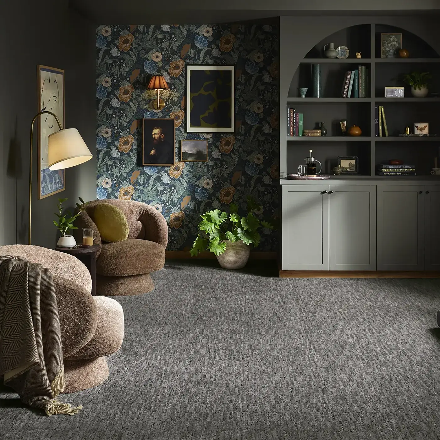carpet-gallery-img (9) Dark gray Shaw Floors carpet in sitting room | Cherry City Interiors and Design